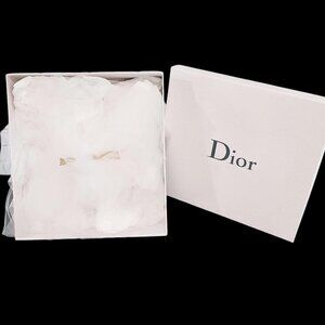 AUTHENIC Large Dior White Box, Black Letters, Tissue, Tulle Fabric & Gold Ribbon
